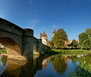 Kościół, Most, Niebo, Rzeka