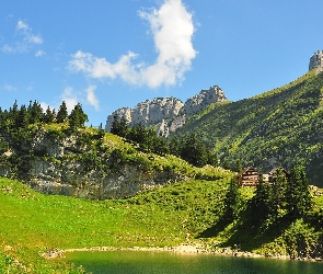Domek, Jezioro, Szwajcarskie, Góry