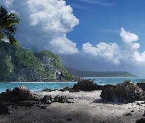 Palma, Skały, Fale, Morze, Plaża, Kamienie