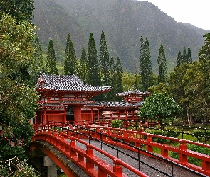 Japonia, Świątynia, Góry, Most