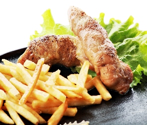 Mięso, Sałata, Frytki