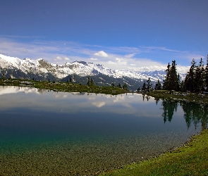 Góry, Zima, Jezioro, Lasy