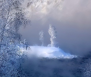 Śnieg, Drzewa, Zima