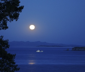 Jezioro, Księżyc, Noc