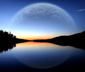 Księżyc, Jezioro, Niebo
