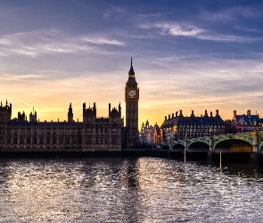 Londyn, Rzeka Tamiza, Most Westminsterski, Big Ben, Anglia