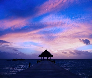 Malediwy, Niebo, Molo, Ocean
