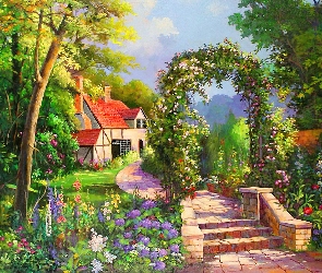 Ogród, Lato, Dom
