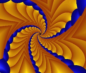 Abstrakcja, Spirala, Żółto, Niebieska