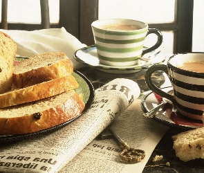 Śniadanie, Gazeta, Chleb, Kawa