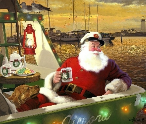 Mikołaj, Malarstwo, Boże Narodzenie, Jacht
