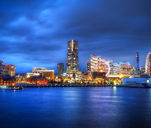 Drapacze Chmur, Yokohama, Noc, Port