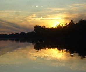 Zachód, Jezioro, Słońca