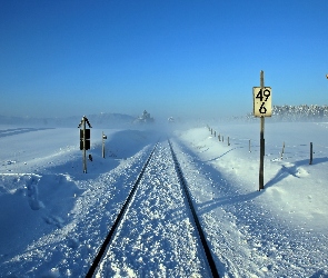 Śnieg, Znaki, Niebo, Tory