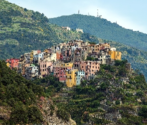 Domy, Włochy, Corniglia, Góry