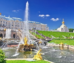 Zabytek, Rosja, St Petersburg, Fontanna, Pałac