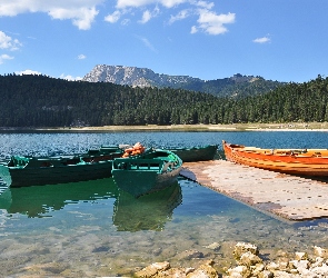 Lasy, Góry, Jezioro, Łodzie
