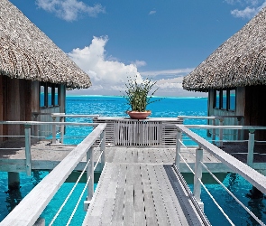 Tahiti, Laguna, Na, Domy, Palach, Błękitna