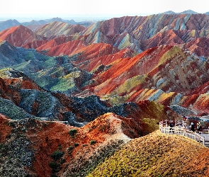Chiny, Zhangye Danxia, Kolorowe, Góry