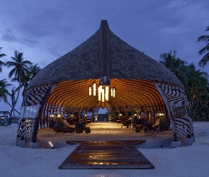 Restauracja, Malediwy, Tropiki, Plaża
