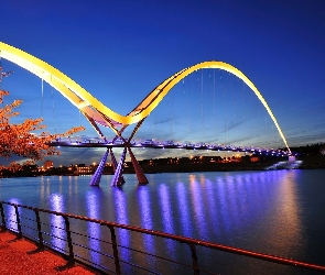 Nocą, Miasto, Rzeka, Most