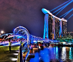 Hotel, Singapur, Światła, Most