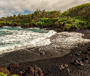 Ocean, Hawaje, Piasek, Maui, Wulkaniczny