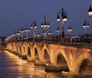 Latarnie, Most, Bordeaux, Francja, Rzeka, Zabytkowy