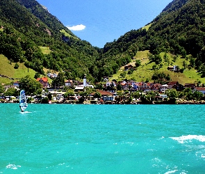 Góry, Szwajcaria, Miasteczko Seelisberg, Jezioro