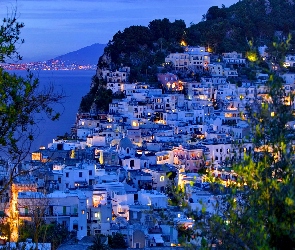 Capri, Wyspa, Domy, Noc