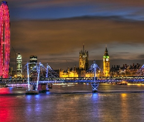 Pałac Westminster, Tamiza, London Eye, Most, Big Ben