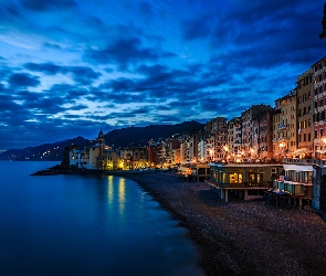 Morze, Włochy, Miasto, Camogli, Plaża