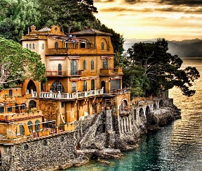 Włochy, Portofino, Dom, Morze