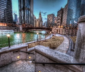 Miasto, Chicago, Oświetlone