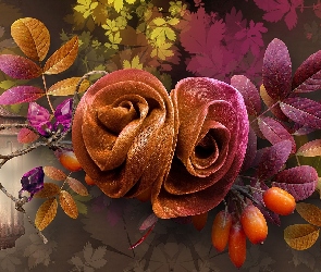 Art, Jesień, Kwiaty, Róże