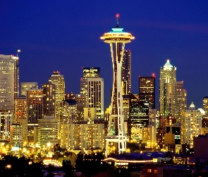 Seattle, Needle, Space, Noc, Stany Zjednoczone