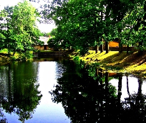 Zamku, Gospodarcze, Par, Sigulda, Budynki, Łotwa, Staw