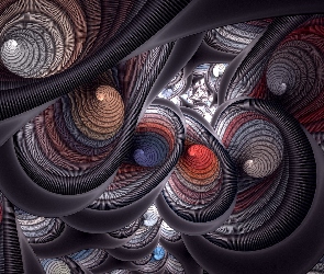 Grafika, Abstrakcja, Szare, Spirale