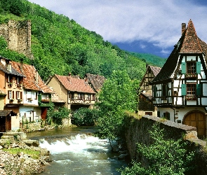 Austria, Lasy, Domki, Rzeka, Kaysersberg