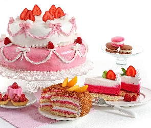 Owoce, Ciastka, Kolorowy, Tort