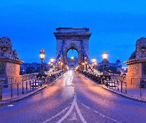 Budapeszt, Lwy, Posągi, Most Łańcuchowy, Węgry