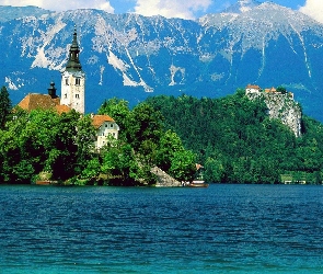 Jezioro Bled, Kościół Zwiastowania Marii Panny, Słowenia, Wyspa Blejski Otok