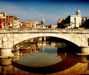 Domy, Hiszpania, Girona, Rzeka, Most