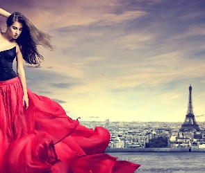Kobieta, Wieża, Miasta, Paryż, Panorama, Eiffla