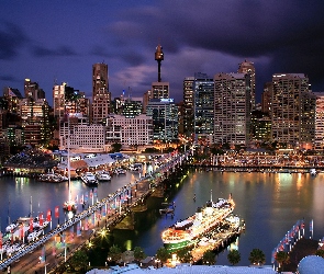 Sydney, Rzeka, Wieżowce, Most, Australia