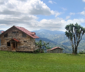 Góry, Drzewo, Drewniany, Dom