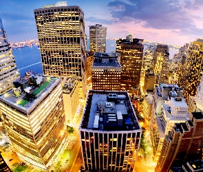 Nowy, Miasta, Panorama, Jork, Manhattan