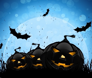 Nietoperze, Halloween, Dynie