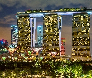 Wieżowce, Marina Bay Sands, Architektura, Miasto, Singapur