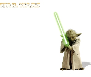 Yoda, laser, białe tło, Star Wars